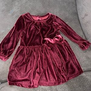 Baby girl maroon velvet holiday dress